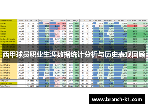 西甲球员职业生涯数据统计分析与历史表现回顾