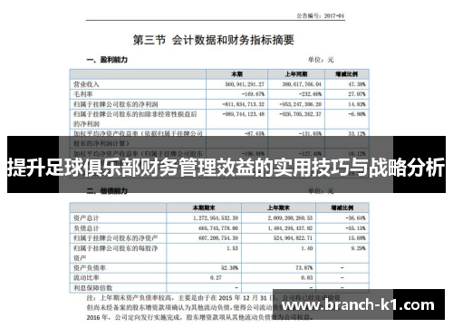 提升足球俱乐部财务管理效益的实用技巧与战略分析
